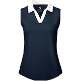BGOWATU Women's Sleeveless Golf Polo Shirts Collared V Neck Tennis Tank Tops UPF 50+ Quick Dry Lightweight