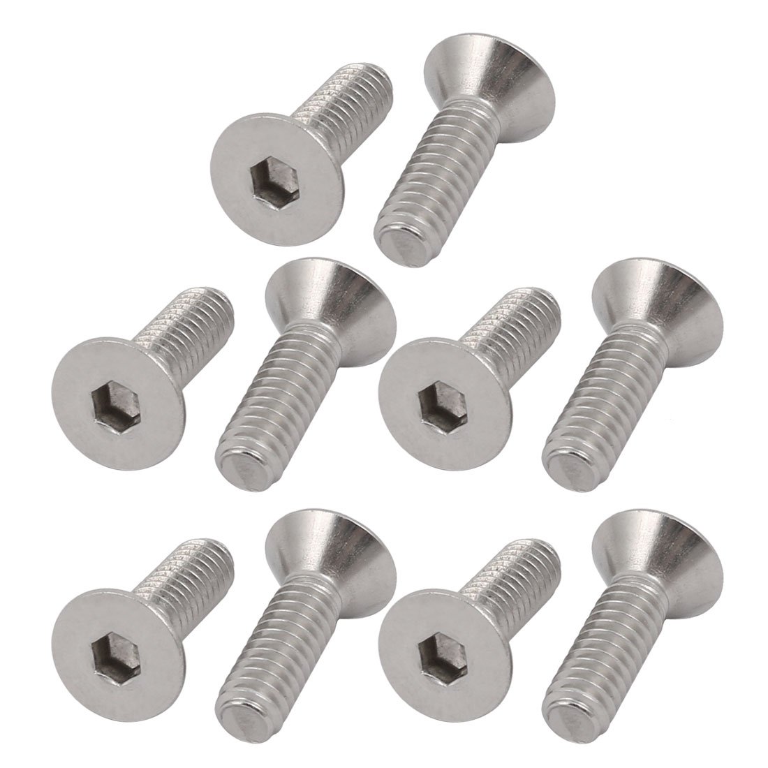 Sourcingmap 1/4-20 x 7/8" 304 Stainless Steel Flat Head Hex Socket Cap Screw 10pcs