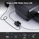 WAVLINK USB 2.0 Network Print Server LPR 10/100Mbps for Windows MacOS No Driver view 3