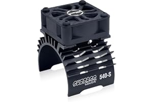 SURPASS HOBBY USA RC Cooling Fan,28000RPM Alluminum Motor Fan with Heatsink for RC Car 1/8 1/10 Scale 540 550 3650 3660 3670 Motor (Black Red)