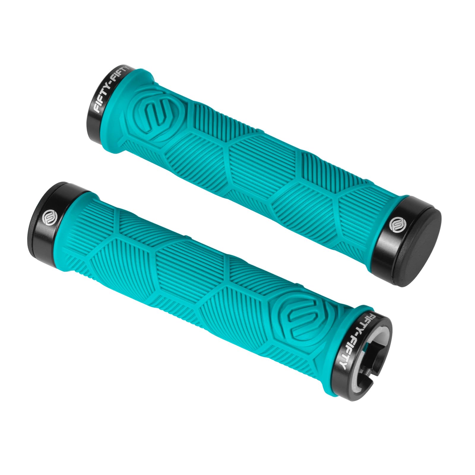 Photo 1 of FIFTY-FIFTY Double Lock-On Mountain Bike Grips, Bicycle Handlebar Locking Grips, Non-Slip MTB Handle (Turquoise)