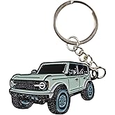 UHANBUT Bronco Car Keychain, Car Fob Cover Cool Mods Accessories, 4-Door Auto Key Fob Holder Compatible with Bronco 2021 2022 2023 (Silver)