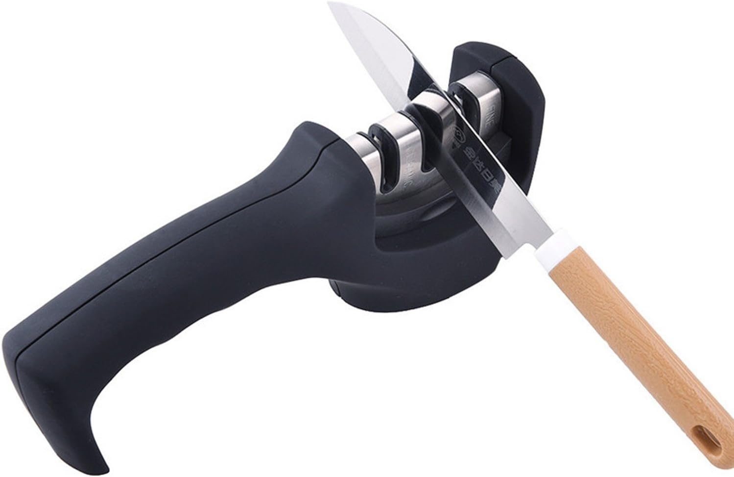 Knife Sharpener Diamond Carbide Ceramic Sharpening 3-in-1 Sharpening: Fine, Medium And Coarse Preset Angles Reversable For Left Right Hand Use