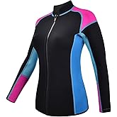 REALON Wetsuits Top Jacket Women Men 2mm Neoprene Long Sleeve Shirt 3mm Front Zipper Vest Wet Suit Keep Warm for Adult Youth Kids Diving Surf Swim Water Sports