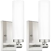Emak Brushed Nickel Wall Sconces, 2 Light Bathroom Light Fixtures with Milk Glass Shade, Modern Wall Lights for Bathroom, Mir