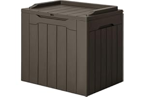 JUMMICO 31 Gallon Resin Deck Box Waterproof Indoor Outdoor Storage Boxes for Patio Furniture Cushions and Garden Tools (Brown)