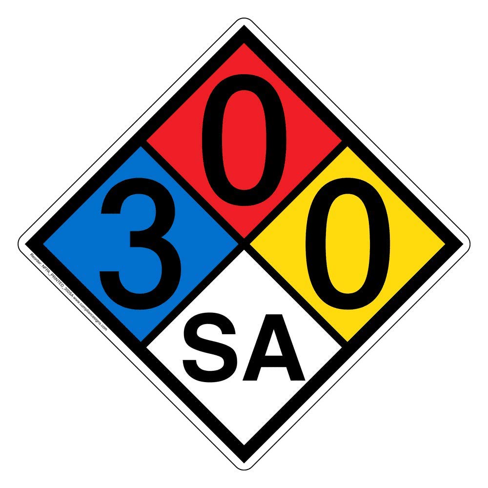 ComplianceSigns.com NFPA 704 3-0-0-Sa Label
