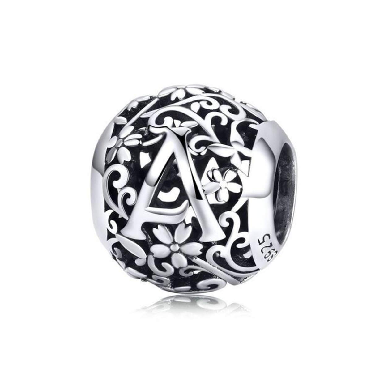 I Love You Forever,Heart Key Charm fit Pandora Bracelet 925 Sterling Silver Safety Chain Charm for Bracelet (Letter Charms A)