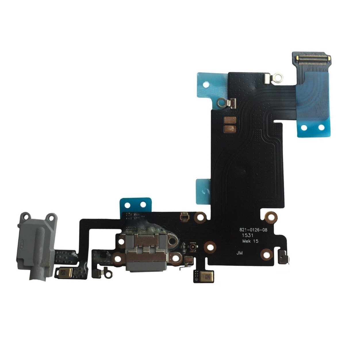 OnlyTech - Charging Connector for iPhone 6S Plus Grey Flex Cable with USB Dock, Jack connector, Microphone and GSM Antenna