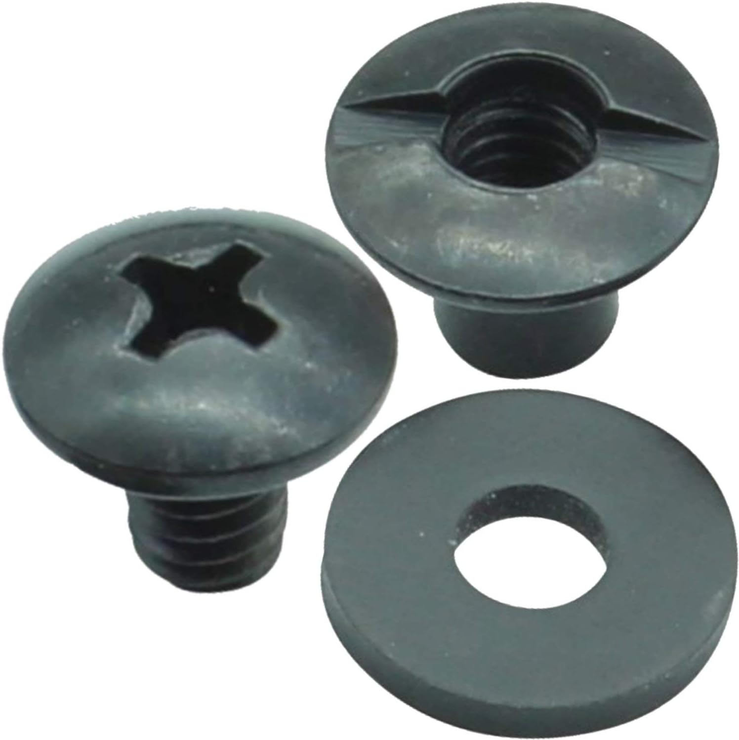 Black Chicago Screw - Thru Hole Binding Post Kit 1/8, 1/4, 3/8, 1/2 Inch Machine Screw Fasteners + Rubber Washers, QuickClipPro Kydex Leather Holster Sheath