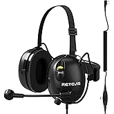 Retevis ANC Noise Canceling Walkie Talkie Headset, Behind The Head, for RT22 RT21 H-777 RT68 RA79, Compatible with Baofeng UV-5R 5RM BF-F8HP, Two Way Radio Headset with Mic for Racing UTV(1 Pack)