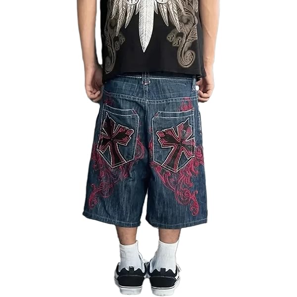 Ethbox Y2K Loose Jeans Men's Shorts Casual Loose Hip-hop
