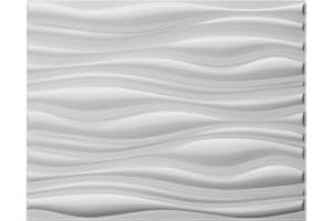 Art3d Decorative 3D Wall Panels Big Wave Deisgn, 31.5"x24.6" Matt White (Plant Fiber-3)