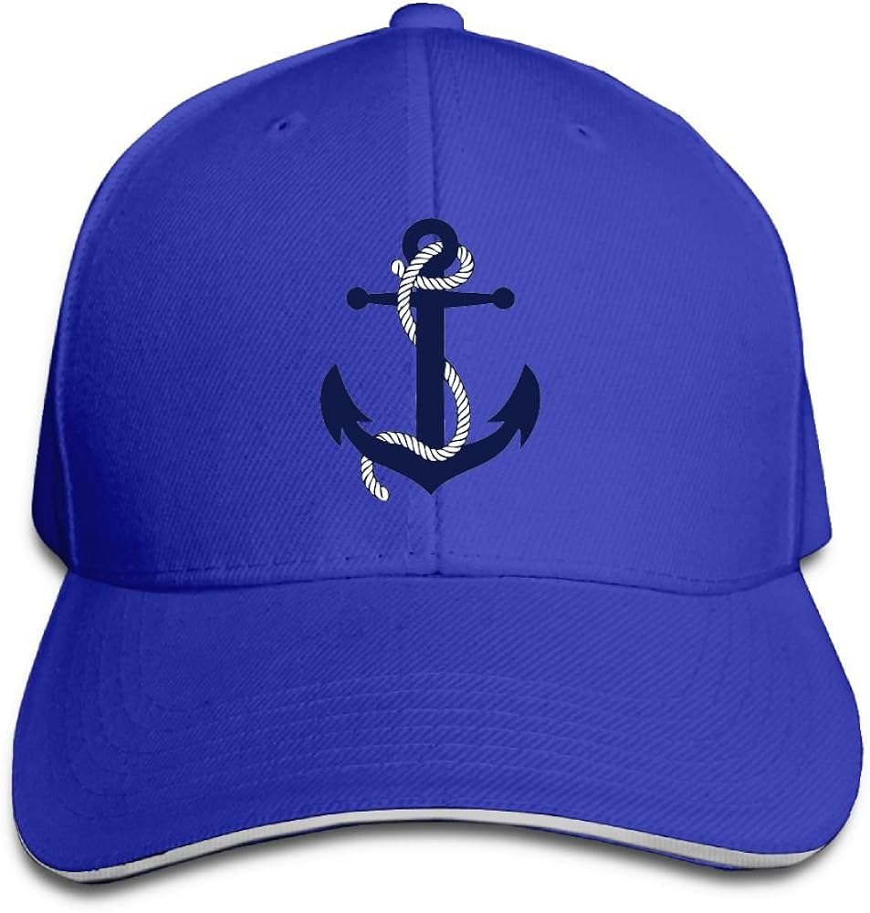 Men & Women Dyed Cotton Adjustable Plain Baseball Cap Navy Blue Nautical Anchor