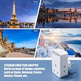 Aodeng UK to EU Travel Adapter 2 Pack with 3 USB Ports Type E/F Shaver Adapters view 6