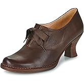 Dystralix Women Brown Kitten Heel Oxford Loafers Round Toe Lace UP Oxford Pumps Slip On Bow Loafer Pumps 2 inch Stacked Chunky Heel Dress Shoes Vintage Oxford Heels Office Dark Brown 9 M US