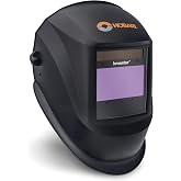 Hobart 770890 Auto-Darkening Welding Helmet, Large, Black | PureColor lens; 9.3 sq in widescreen view; 4 arc sensors; grind mode; analog shade controls; Large
