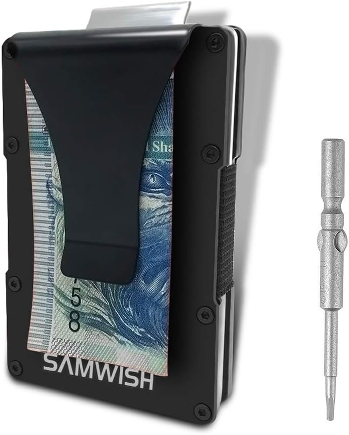 Credit Card Holder RFID Blocking Slim Minimalist Front Pocket Business Wallet with Money Clip