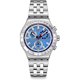 Swatch Skin Irony Unisex Casual Watch Stainless Steel Blue Quartz Water Resistant Midday in THE Mirror