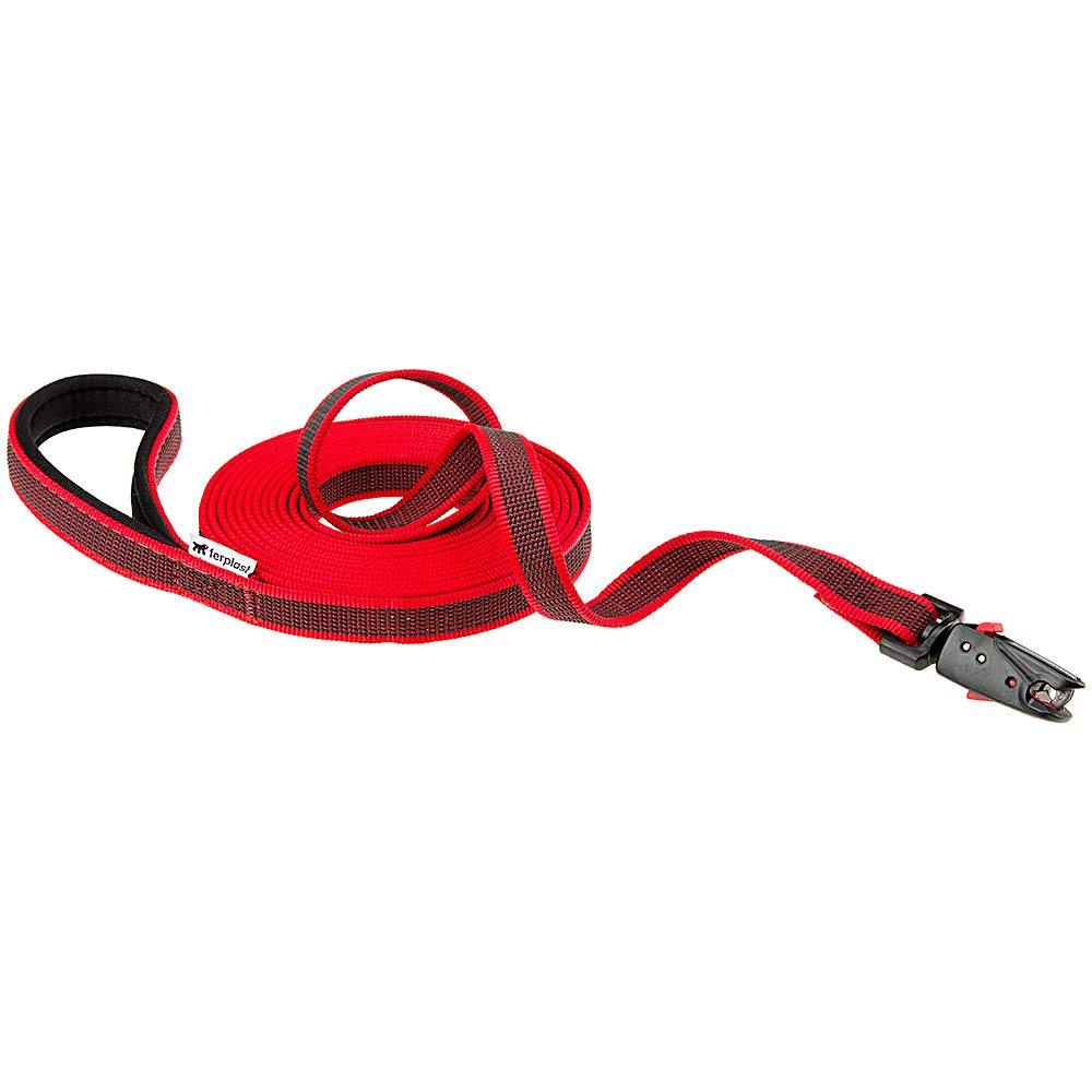 Ferplast DAYTONA G Dog Lead - MATIC Automatic Closure Technology - Non-Slip & Anti-Abrasion Rubber Coating - Soft Handle - Italian Design - 500 x 2 cm, Red