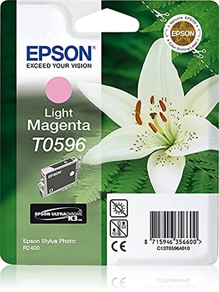 Epson Original T0596 Ink Cartridge For Stylus Photo R2400 Light Magenta, Genuine