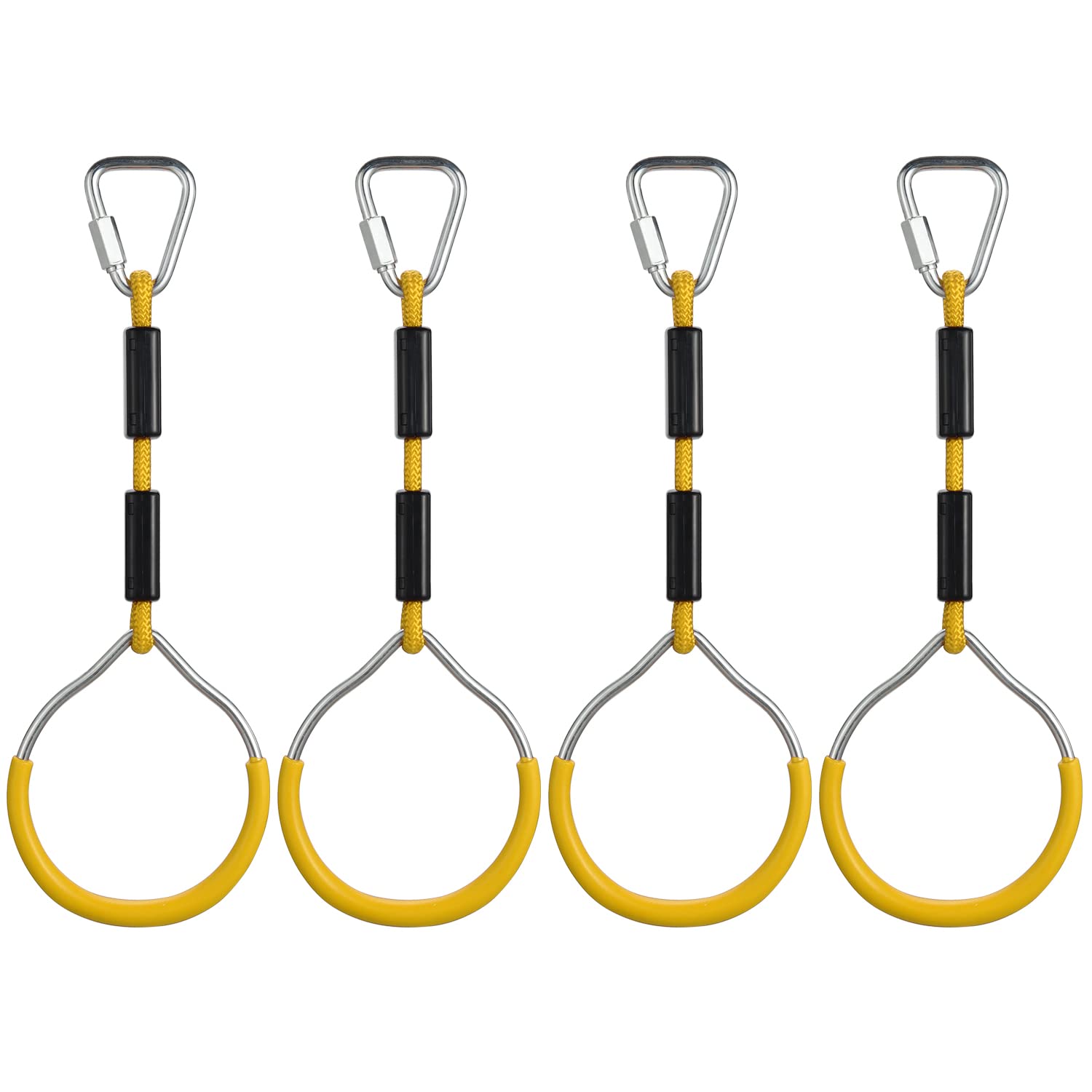 PELLOR Kids Monkey Bars, Kids Gymnastic Rings, Multifunctional Gym Rings, Backyard Playground Play Sets for Obstacle Ring, Trapeze Bar, Monkey Bars Climbing Frame, Climbing Ring Training (Yellow)