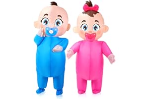 Ramede 2 Pcs Giant Inflatable Baby Costume 96 Inch Gender Reveal Ideas Boy and Girl Blow Costume Outfit for Adult Baby Shower Gender Reveal Party Halloween Christmas Cosplay Supplies