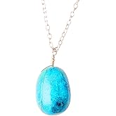 Natural Chrysocolla Crystals Pendant Necklace, Tumble Bead Gemstone, Energy Healing Crystals, Birthday, Gift for Her, Gemstone Jewelry 18 inch AAA+ Quality