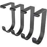 FLEXIMOUNTS 4 Pack Add-On Storage Flat Hooks, Black | Accessory for Garage Ceiling Rack and Wall Shelving, Max Weight Capacity up to 50 lbs