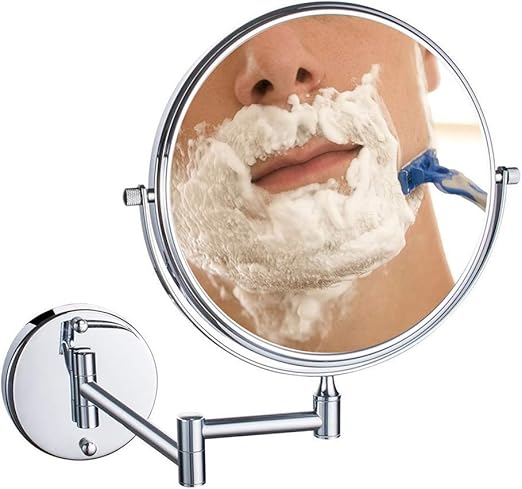 DX.JZ Montado en la Pared Espejo para maquillarse Dos Caras Giratorio