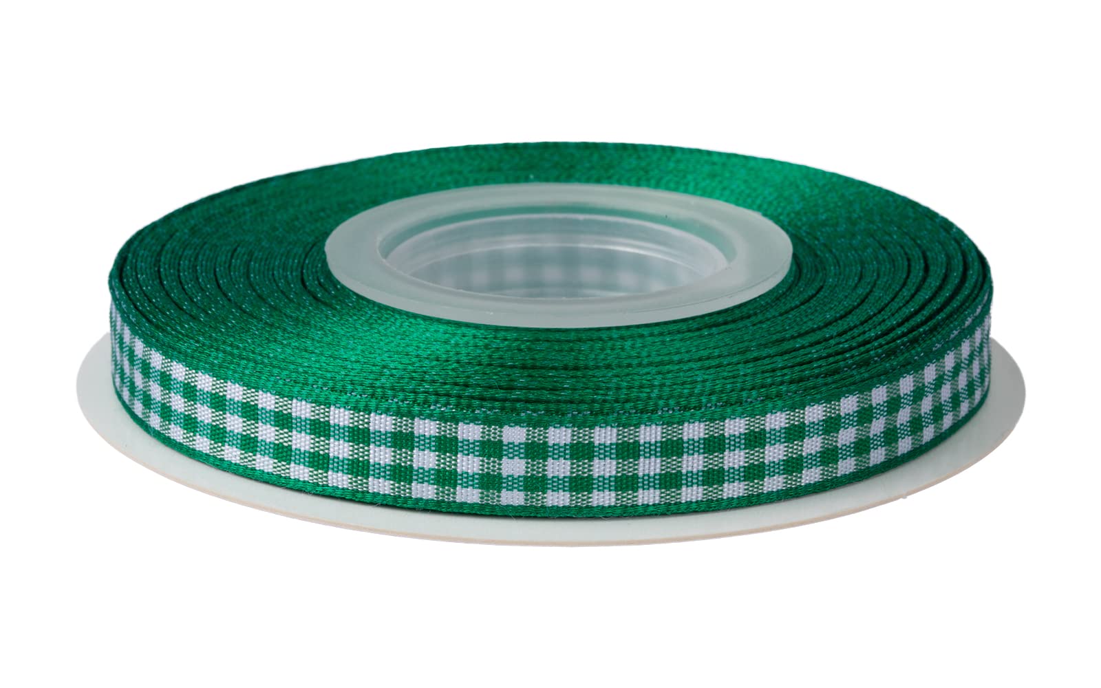Ribbonitlux Gingham Ribbon, 9mm X 22 Meters, Plaid Checkered Ribbon with Woven Edge, Buffalo Straped Ribbon for DIY Crafts Decoration, Flower Bouquet Wrapping Home Decoration (Emerald)