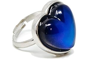 Funny Guy Mugs Adjustable Heart Mood Ring for Kids and Adults - One Size Fits All - Includes Color Mood Chart