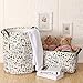 Sea Team Large Size Panda Design Canvas Fabric Laundry Hamper Collapsible Storage Basket with PU Leather Handles and Drawstring Cover for Kid’s Room, 19.7 by 15.7 inches, Waterproof Inner