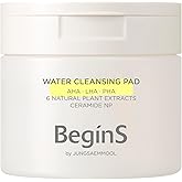 Begins by JUNGSAEMMOOL Water Cleansing Pad 70 Pads 6.08 Fl Oz, Vegan Hydrating Facial Pads for Gentle Makeup Removal and Pore Care, Mild Exfoliating Toner Pad for Smooth Skin, Korean Skincare