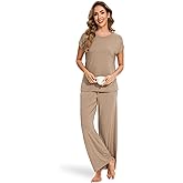 GYS Soft Bamboo Viscose Sleepwear for Women Short Sleeve 2 Piece Pajama Sets