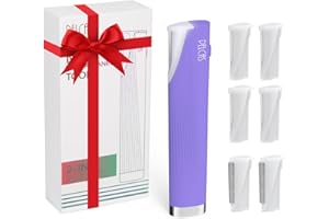 PELCAS Electric Dermaplaning Tool with LED Light, Mini Face Dermaplaning Razor, Painless 3 Speeds Facial Peach Fuzz, Exfoliation & Hair Removal System for Women At Home with 6 Blades BV18-712 Purple