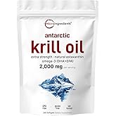 Micro Ingredients Antarctic Krill Oil Supplement, 2,000mg Per Serving, 240 Softgels, Triple Strength, Rich in Omega-3s EPA, DHA & Natural Astaxanthin, Supports Immune System & Brain Health