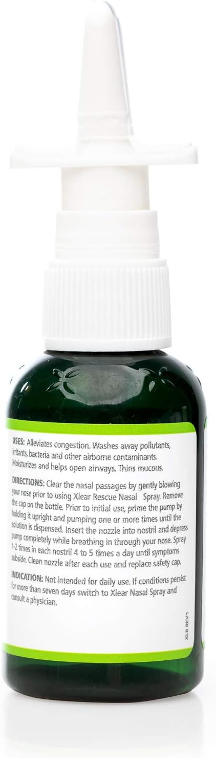 Xlear Rescue Nasal Spray with Xylitol, All-Natural Saline Nasal Spray for Sinus Rinse & Sinus Relief 1.5 Fl Oz: Health & Personal Care