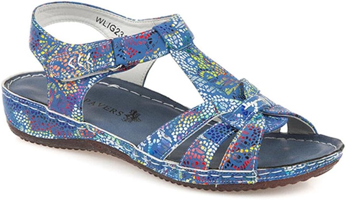 Pavers Touch Fasten Slingback Sandal 307 261 Blue Multi Size 12 (45
