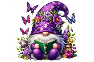 cupmod Halloween Gnome Diamond Art Kits for Adults,Butterfly Diamond Painting Kits for Adults Beginners,Diamond Dots Gem Art Kits for Home Wall Decors 12x12inch