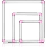 3 Pcs Square Embroidery Hoops, Embroidery Snap Frame, Plastic Cross Stitch Snap Frames, DIY Sewing Tool for Cross Stitching, Quilting, Needlepoint(6"x 6", 8" x 8", 11" x 11")