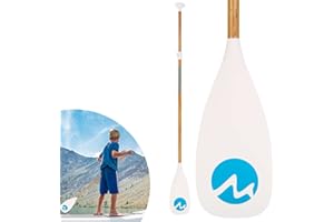 MoiShow Kids Sup Paddle, Kids Paddle Board Paddle, 3-Pieces SUP Paddle Adjustable Floating Youth Paddle with High-Grade Aluminium Shaft & Updated PP Fiberglass Blade
