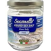 Seasonello Fine Iodized Sea Salt, 7.05 oz &ndash; From The Sardanian Sea, Gluten-Free, With Protected Iodine, Great for All Your Dishes