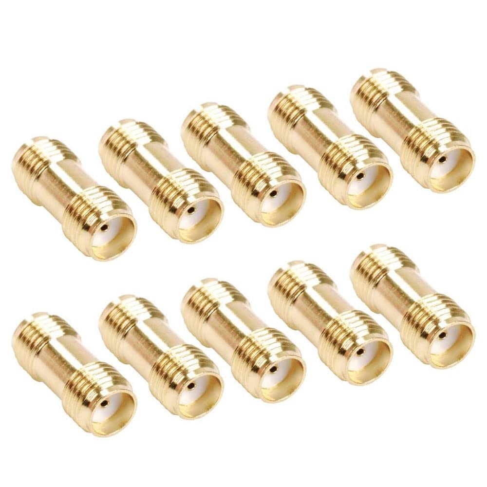 TengKo SMA Female to SMA Female Plug Connector RF Coaxial Adapter Gold Plating Adapter (10 Pack)