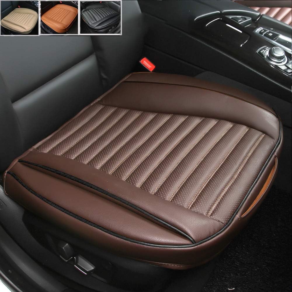 Fochutech Car Front Seat Cover Pad Mat Cushion Universal Fit Breathable Blanket Nonslip Auto Truck Office PU Leather (Coffee)