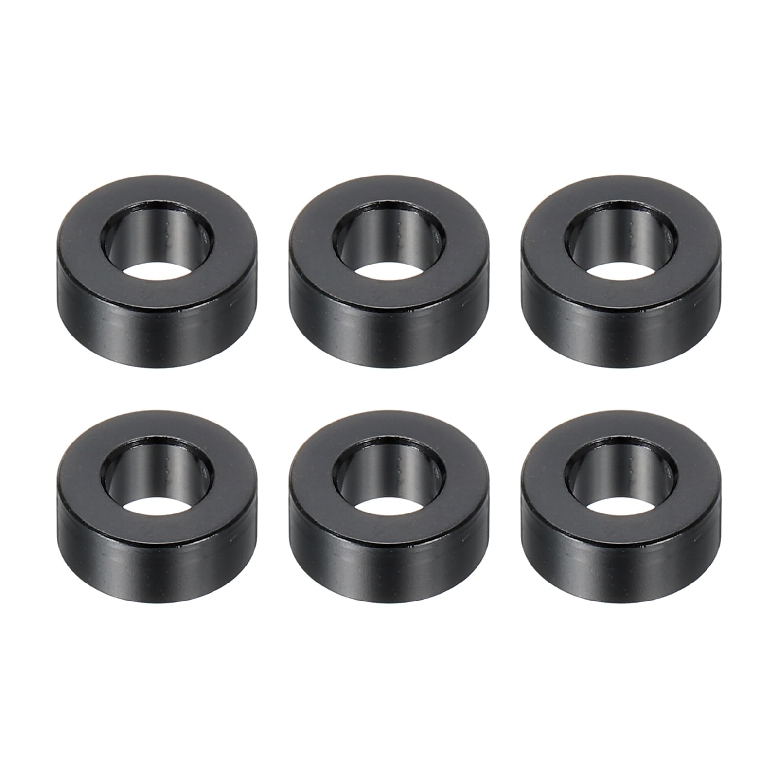 PATIKIL M6 Aluminum Spacers, 6 Pcs Metal Spacers Aluminum 6.2mm ID x 12mm OD x 5mm L Aluminum Spacer Screw Standoff Round for 1/4" or M6 Screw Bolts,Black