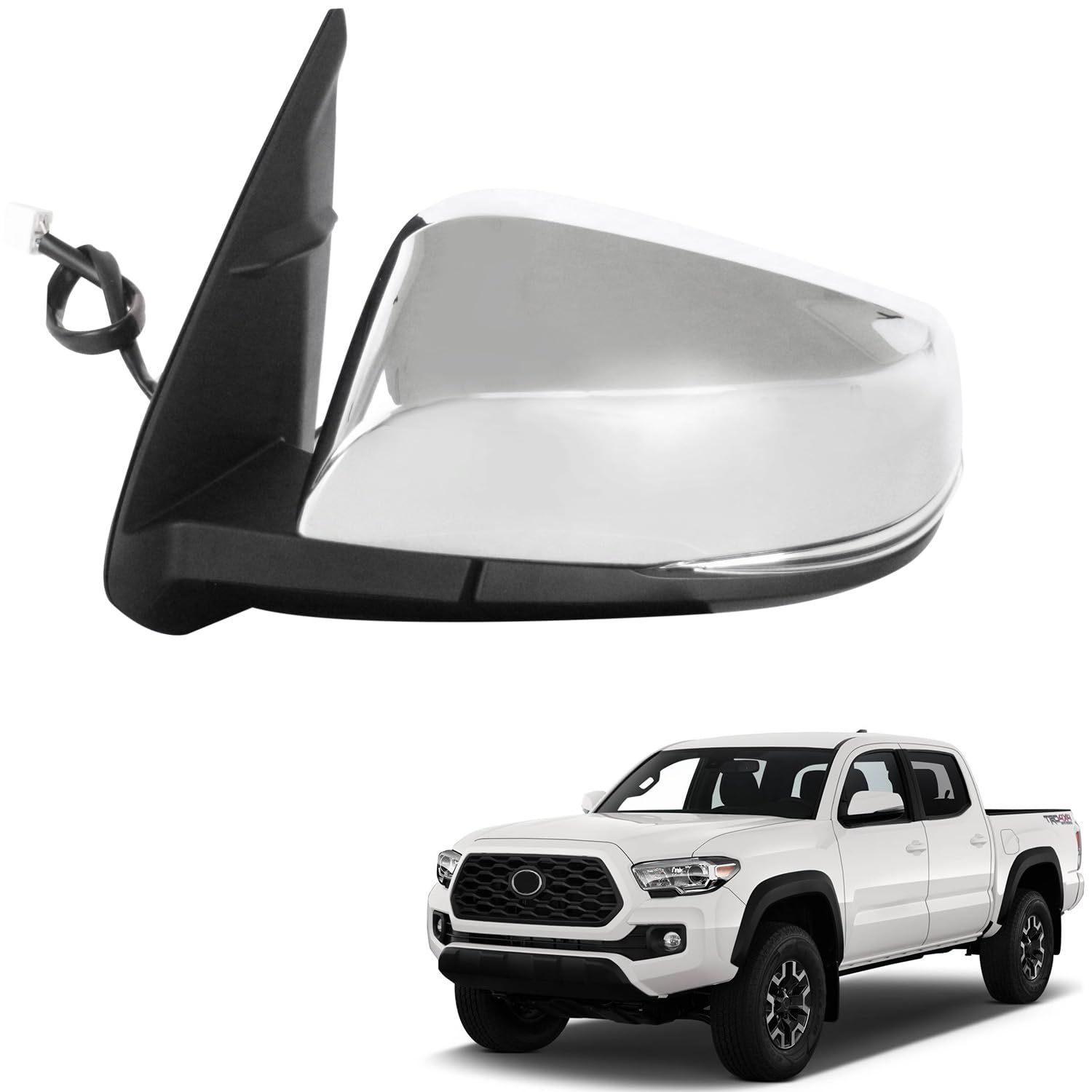 Photo 1 of Marretoo Letf Driver Side Mirror replacement for TOYOTA Tacoma 2016-2023 Accessories 8 pins Heated Turn Signals Light Power Adjusted Glass With Blind Spot Monitoring(BSM) TO1320360, 8794504080 CHROME