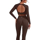 SUUKSESS Women 2 Piece Open Back Seamless Workout Sets Scrunch Booty Gym Leggings Built in Bra Crop Yoga Top