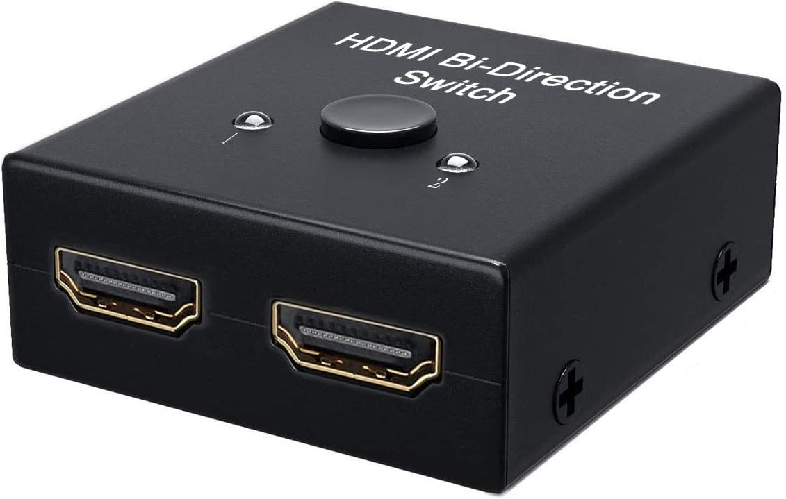 2 Port HDMI Switch, HDMI Port, Dinger 2 Port HDMI Bi-Direction Switch HDMI Port Hub Supports Ultra HD 4K 3D 1080P (2 Port HDMI Switch)