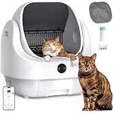 Open-Top Automatic Litter Box, Odor Control, Ready to Use, Self Cleaning | Litter Box, Large Capacity with APP Control and Safety Sensor, Ellenpent, with Trash Bags/Waterproof Mat/Litter Mat